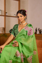 Amira Green Organza Silk Saree